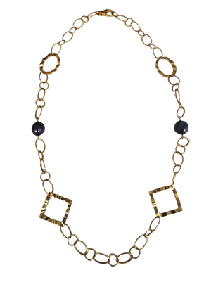Collier Princesse Or 18K avec Perles Fantaisie Lg 50
