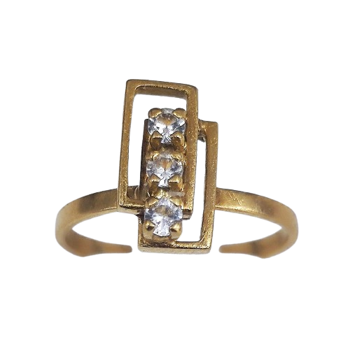 Bague géométrique en or jaune 18K Oxydes de zirconium