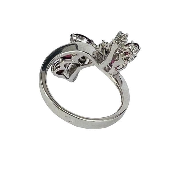 Bague Rubis Diamants Or blanc 14K T54