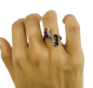 Bague Rubis Diamants Or blanc 14K T54