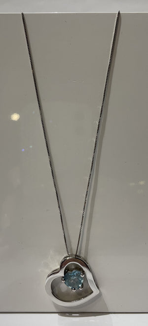 Collier avec Cœur et Pierres Bleues