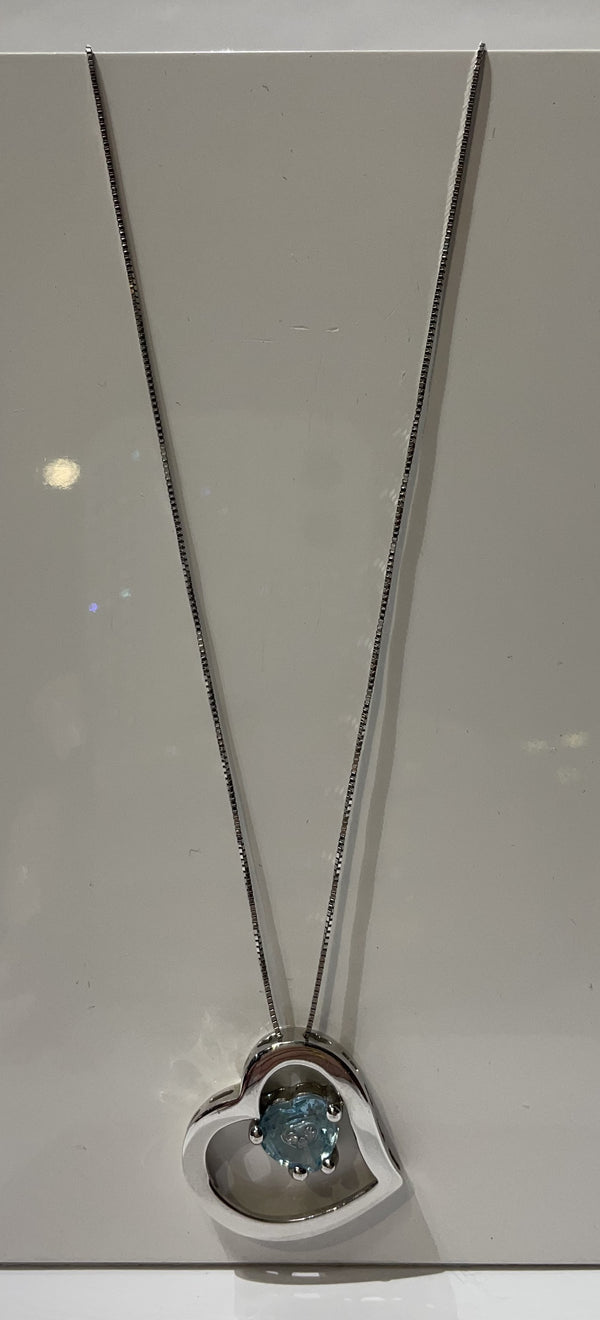 Collier avec Cœur et Pierres Bleues