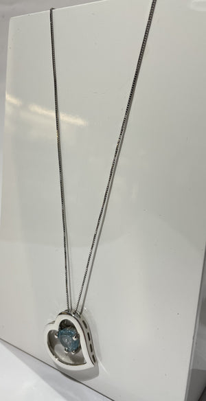 Collier avec Cœur et Pierres Bleues