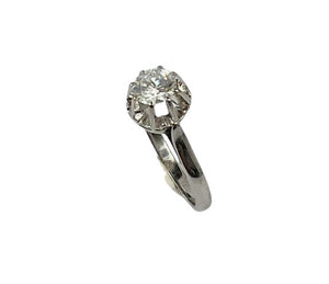 Bague Or Blanc 18K avec Diamant Solitaire 0.65ct