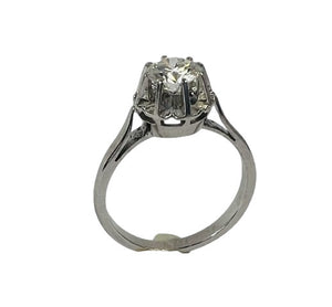 Bague Or Blanc 18K avec Diamant Solitaire 0.65ct