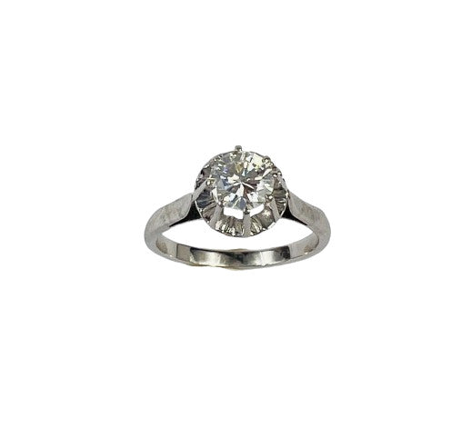 Bague Or Blanc 18K avec Diamant Solitaire 0.65ct