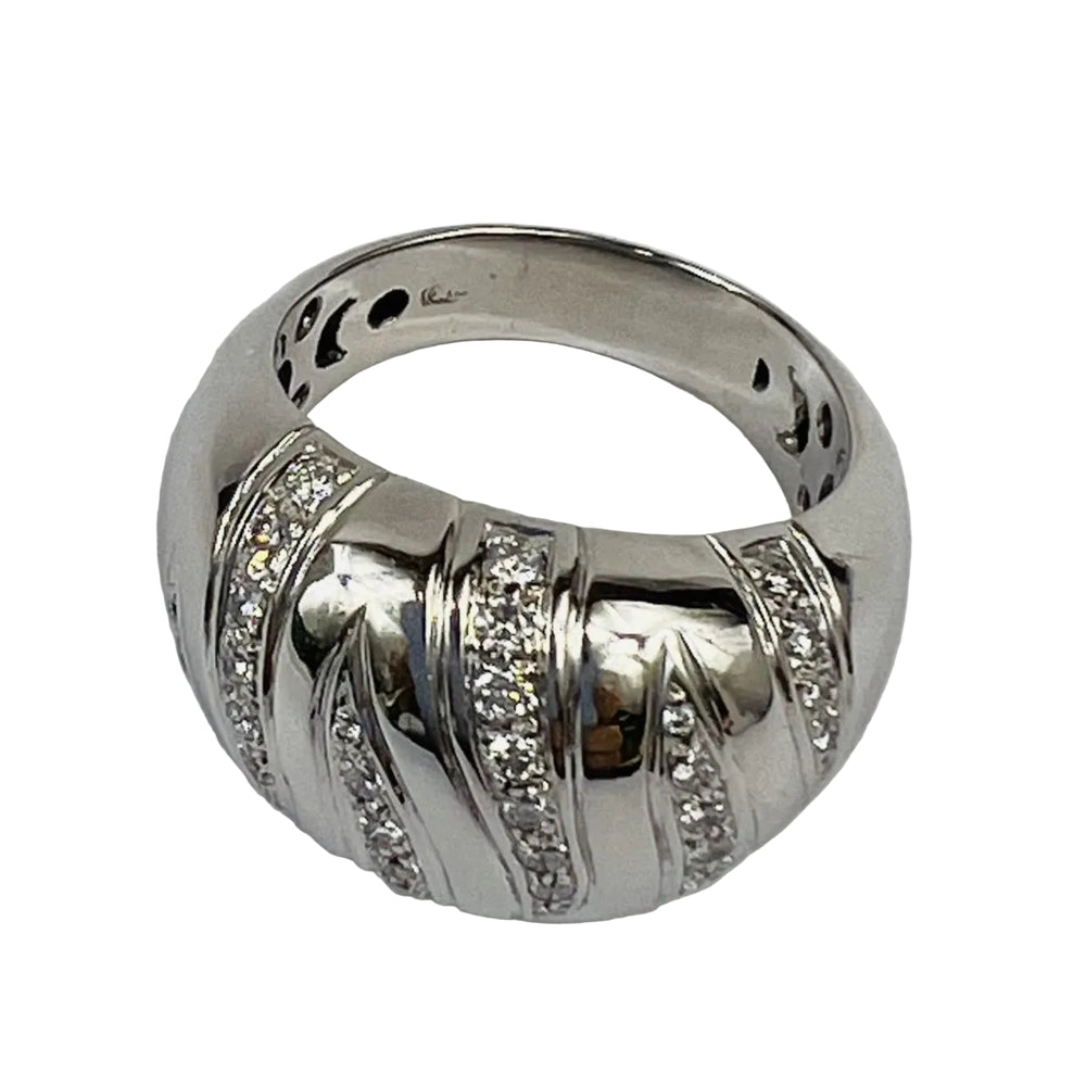 Bague Or Blanc et Décor Diamants T62 tête de hiboux