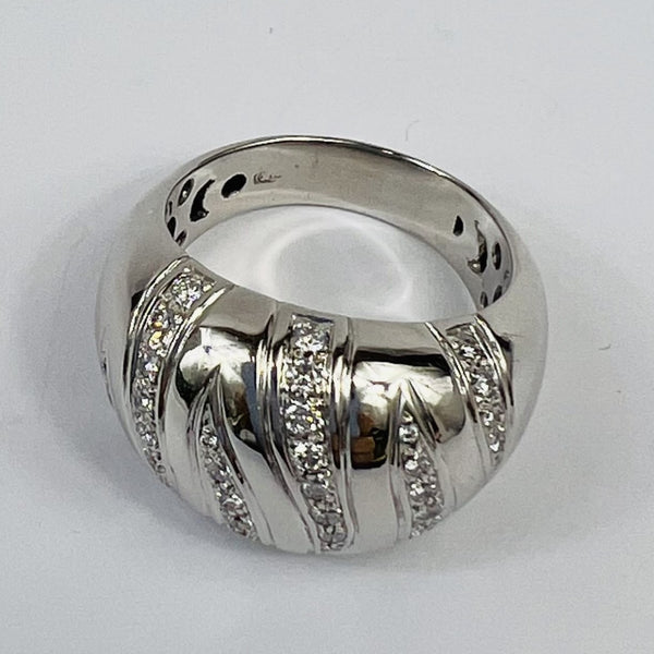 Bague Or Blanc et Décor Diamants T62 tête de hiboux