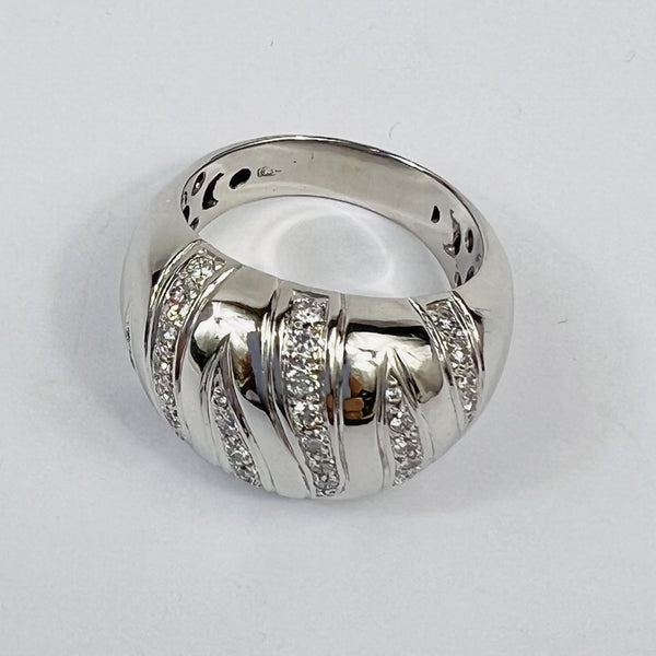 Bague Or Blanc et Décor Diamants T62 tête de hiboux