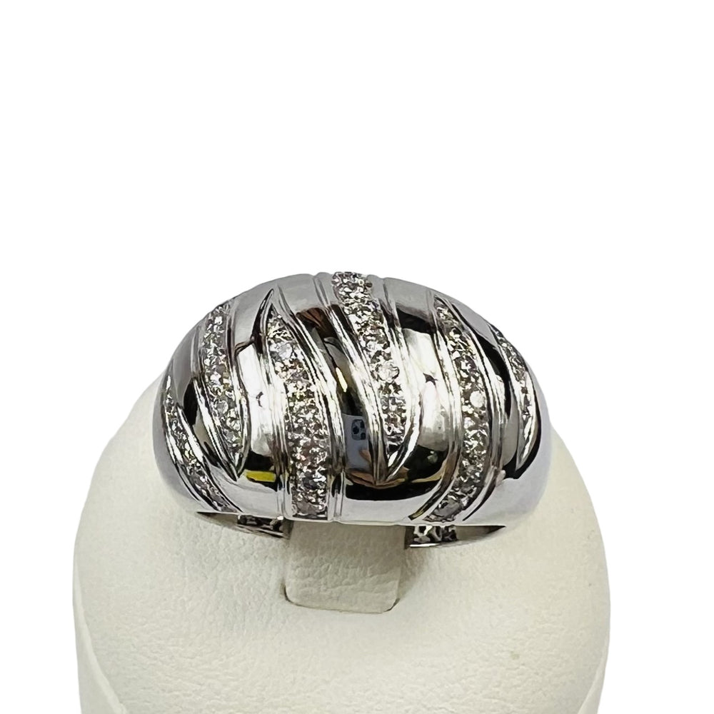 Bague Or Blanc et Décor Diamants T62 tête de hiboux