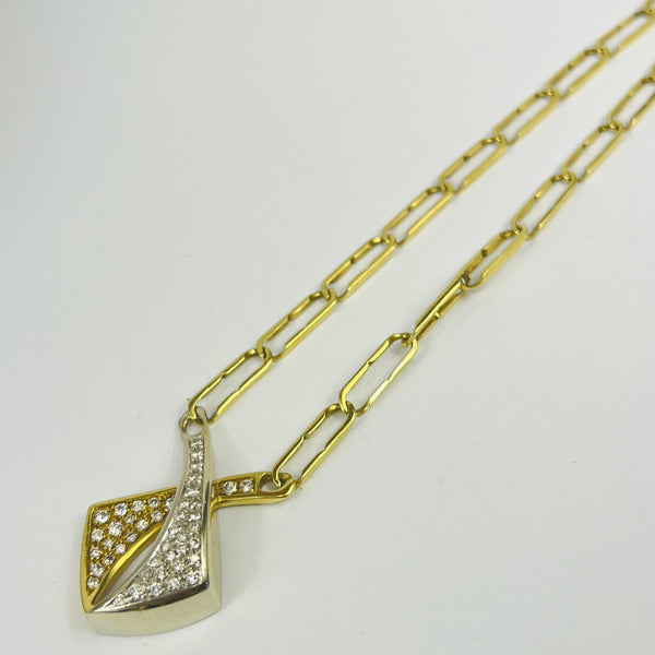 Colliers 2 Ors 18K avec Diamants Lg 40cm