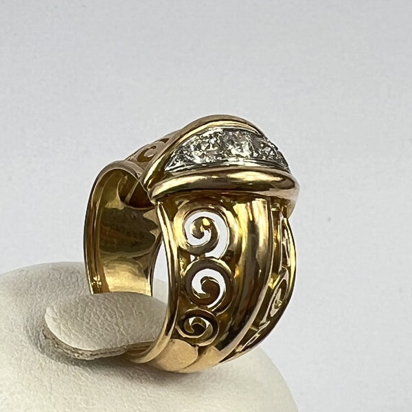 Bague Or et Platine avec 4 Diamants