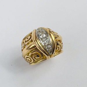 Bague Or et Platine avec 4 Diamants