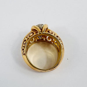Bague Or et Platine avec 4 Diamants