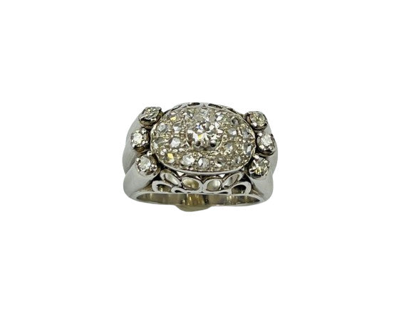 Bague Dome Or blancs 18K et Diamants T55