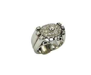 Bague Dome Or blancs 18K et Diamants T55