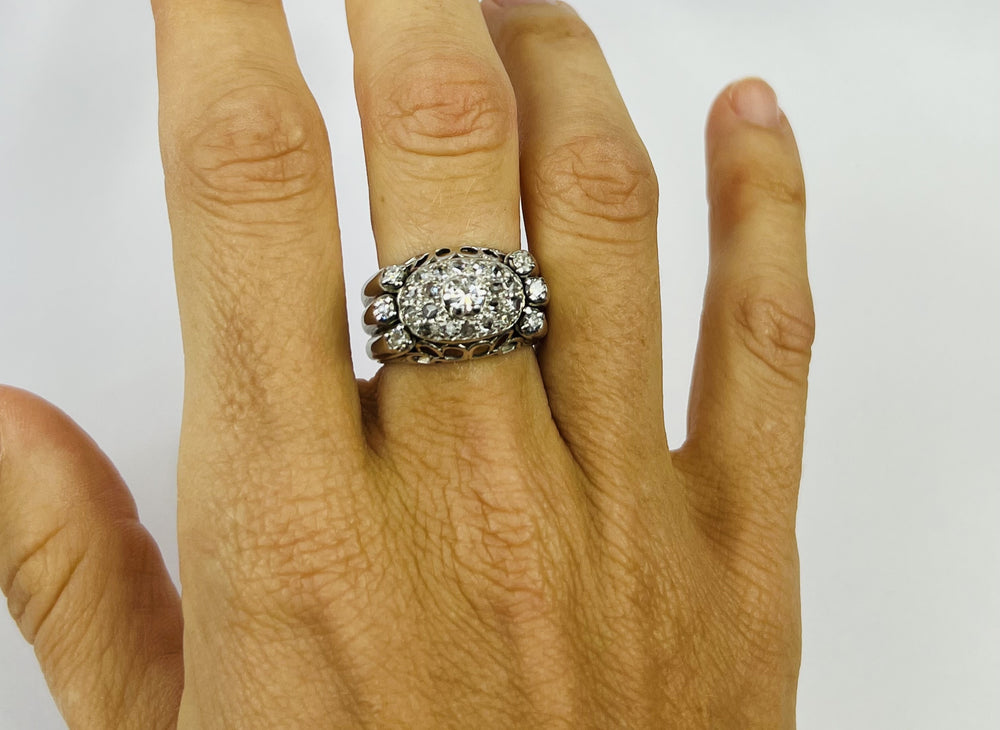Bague Dome Or blancs 18K et Diamants T55