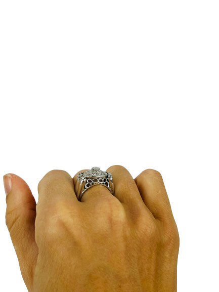 Bague Dome Or blancs 18K et Diamants T55