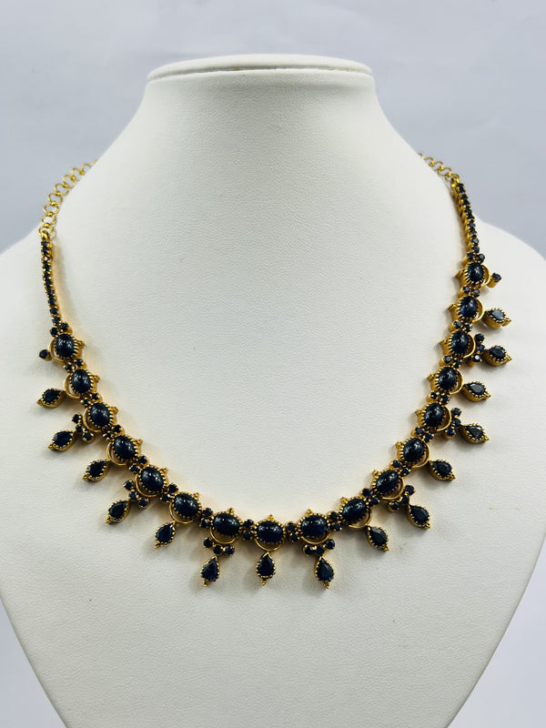 Collier Or Jaune 18K et Saphirs tête de hibou