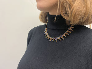 Collier Or Jaune 18K et Saphirs tête de hibou