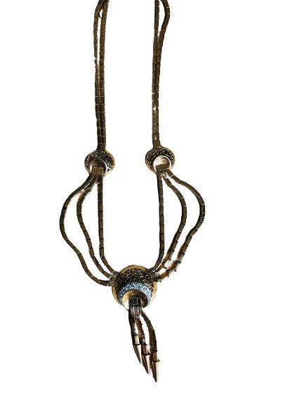 Collier Plastron Or et Platine avec Diamants