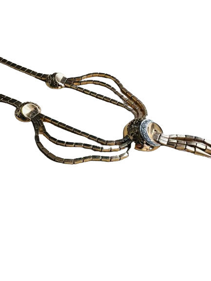 Collier Plastron Or et Platine avec Diamants