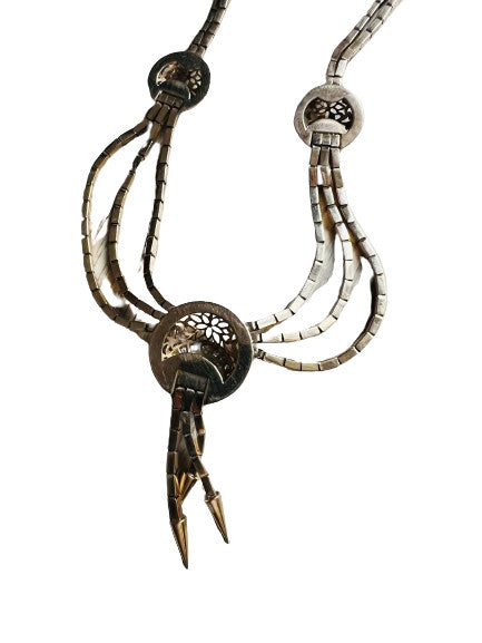 Collier Plastron Or et Platine avec Diamants