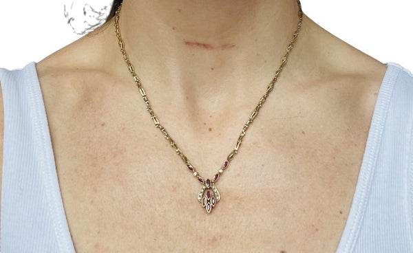 Collier Or avec Rubis et Diamants