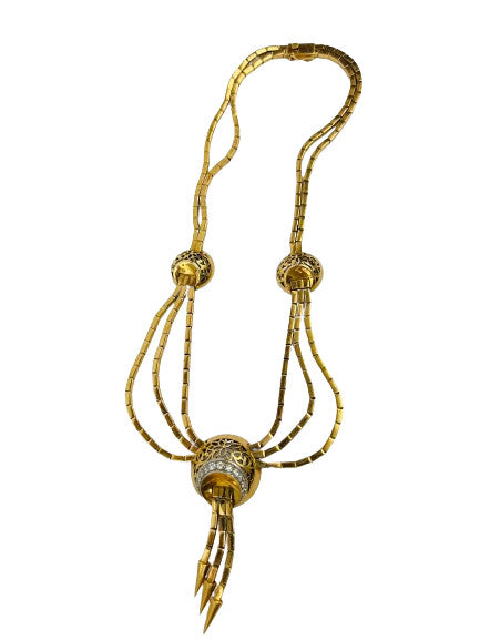 Collier Plastron Or et Platine avec Diamants