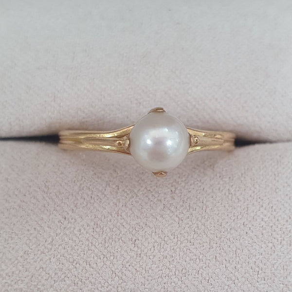 Bague Or avec Perle Blanche