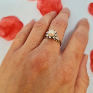 Bague Or avec Perle et Diamants