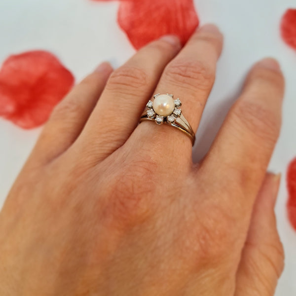Bague Or avec Perle et Diamants