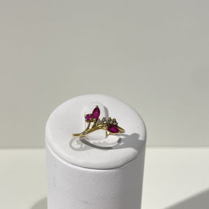 Bague Or et Pierres roses