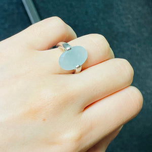 Bague Or Blanc avec Quartz Vert d'Eau