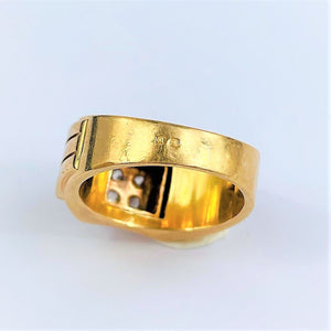 Chevalière Or jaune et Platine avec 4 Diamants 0.10ct