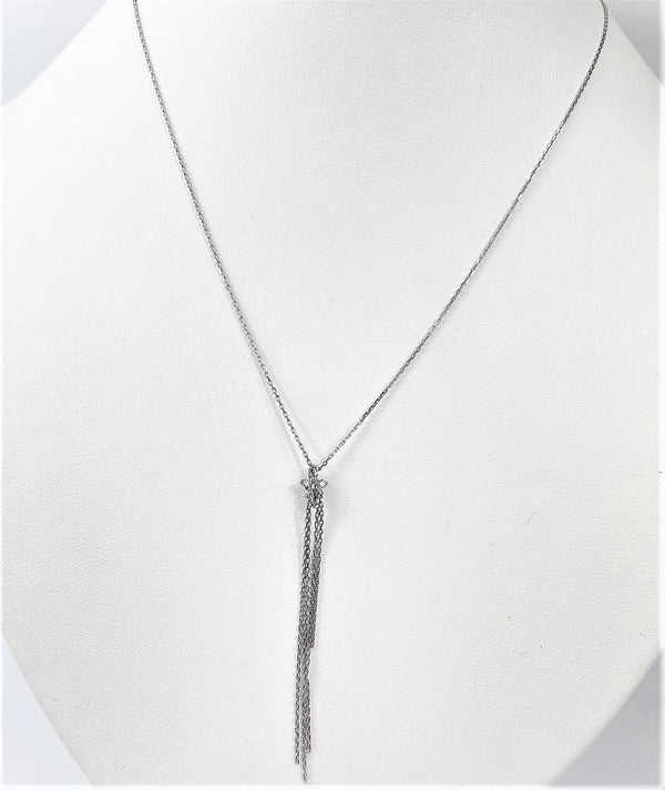 Collier Pendentif Chute Diamants Or blanc