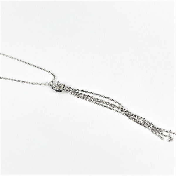 Collier Pendentif Chute Diamants Or blanc