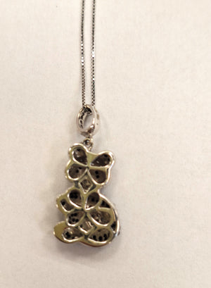 Collier Or Blanc avec pendentif Panda 32 diamants