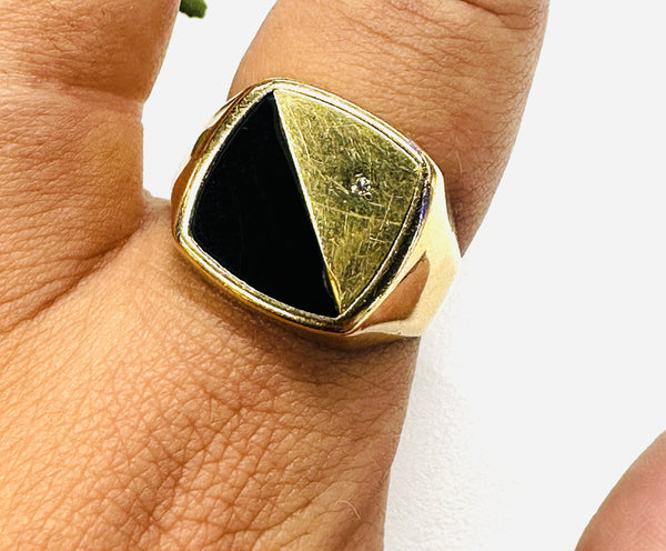 Chevalière Or Onyx et Diamant