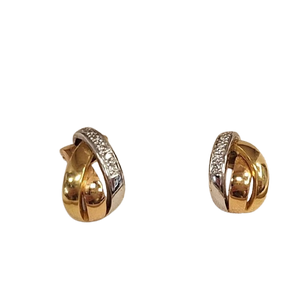 Boucles d'oreilles en 3 ors et diamants signées Guy Laroche