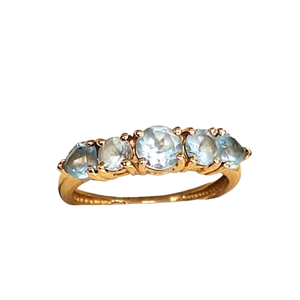 Bague en or jaune avec aigue-marine