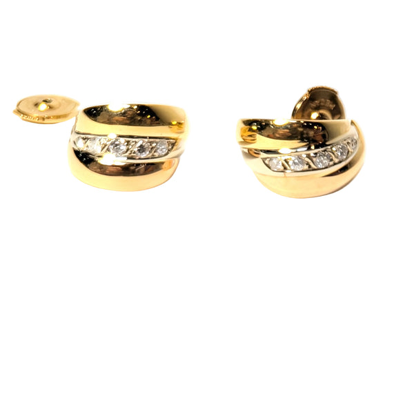 Boucles d'oreilles clou en or jaune 18k avec diamants