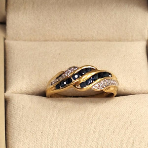Bague en Or Jaune avec Diamants et Saphirs