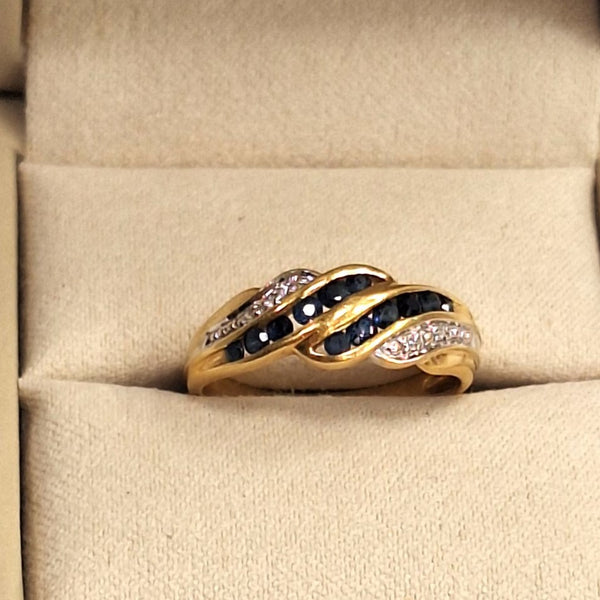 Bague en Or Jaune avec Diamants et Saphirs