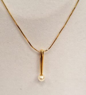 Collier Or avec Perle Blanche
