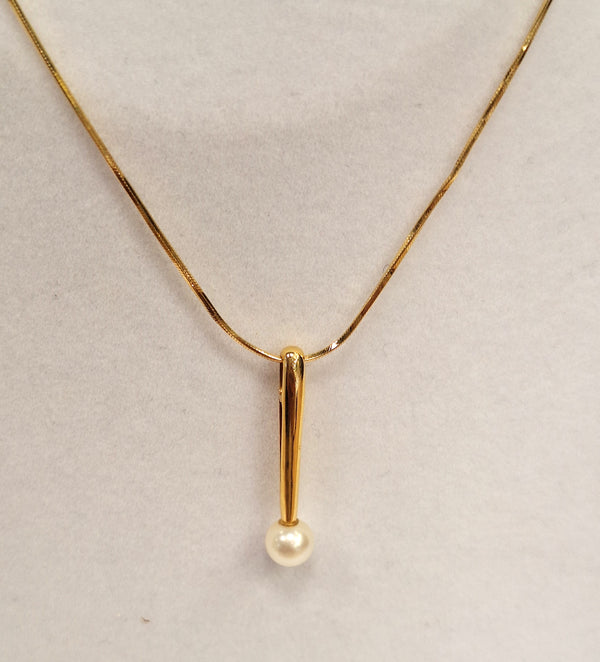 Collier Or avec Perle Blanche