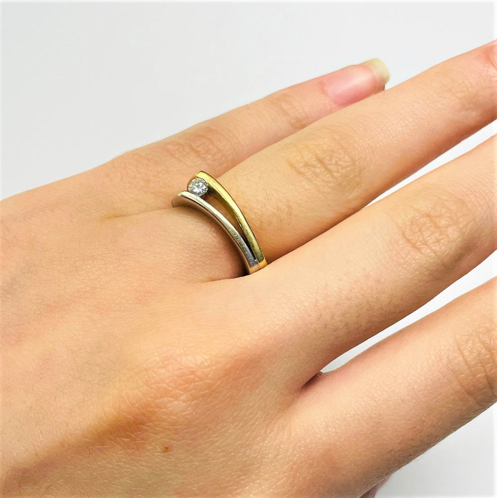 Bague 2 Ors avec Diamant