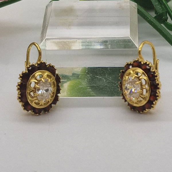 Boucles d'Oreille Or avec Oxydes et Grenats