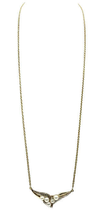 Collier Or avec Diamants et Perles