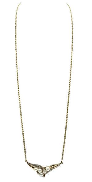 Collier Or avec Diamants et Perles